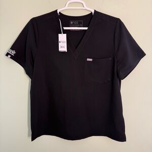 New FIGS Black Scrub Top Logo “Aya healthcare” 2XL women’s Catrina travel nurse